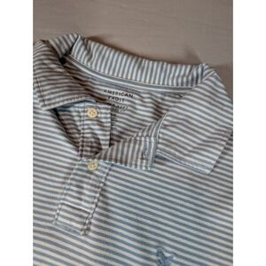 American Eagle Men's Striped Polo Shirt Super Soft Standard Fit Blue White L G